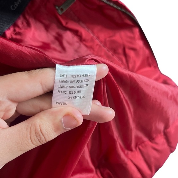 Calvin Klein Maroon Red High Neck Puffer Zip Up Coat sz XS - Picture 8 of 14
